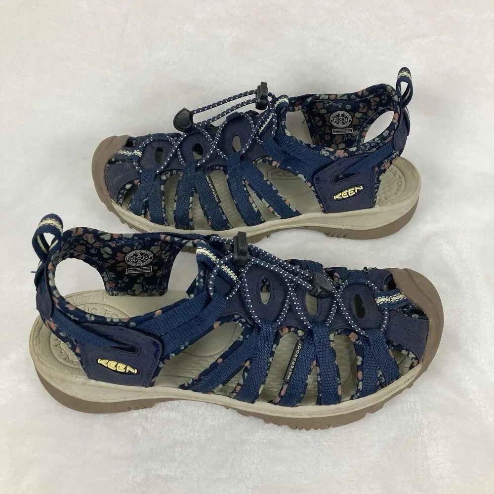 KEEN Sandals Women’s Size 8 Navy Blue Floral Outdoor Shoes Waterproof Hiking